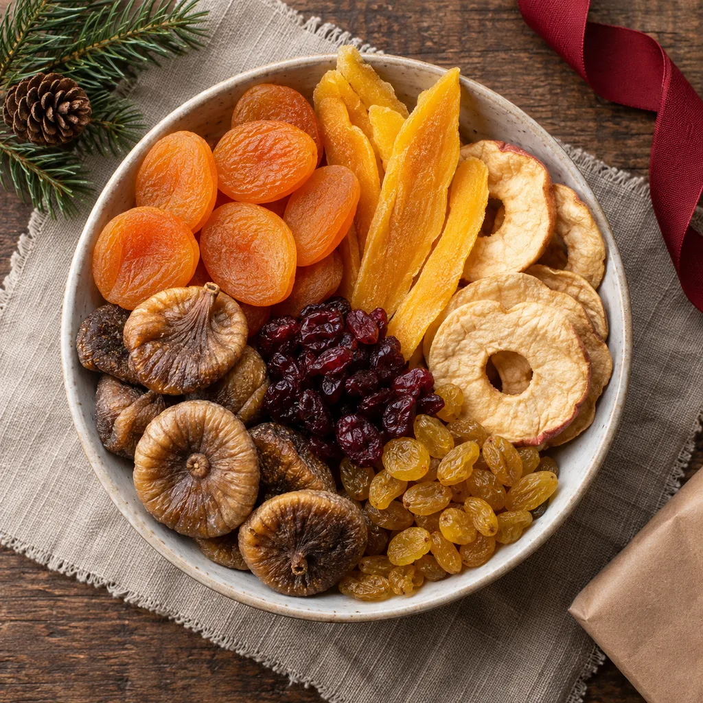 Representative photo-style image of premium dried fruit medley — generated, not a specific product