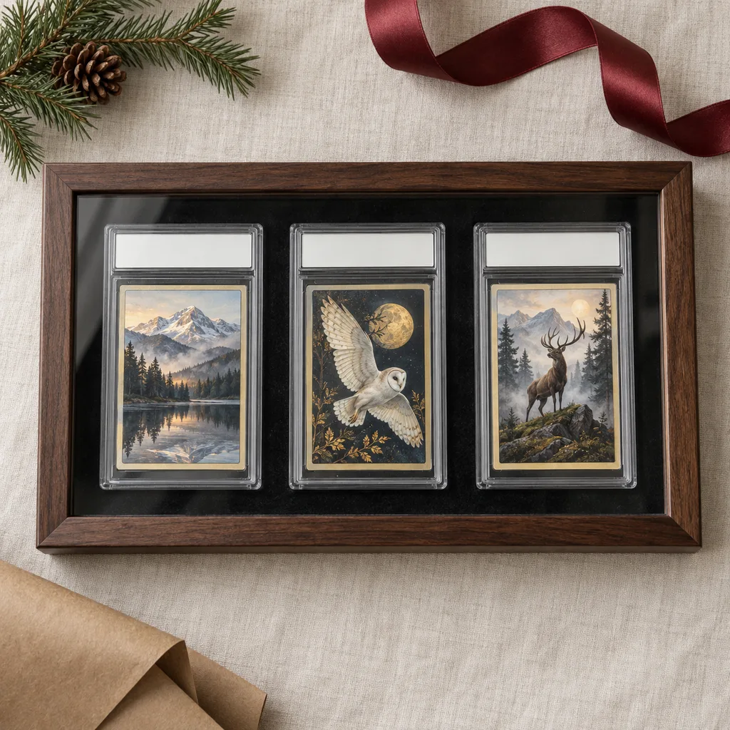 Representative photo-style image of premium graded card display case — generated, not a specific product