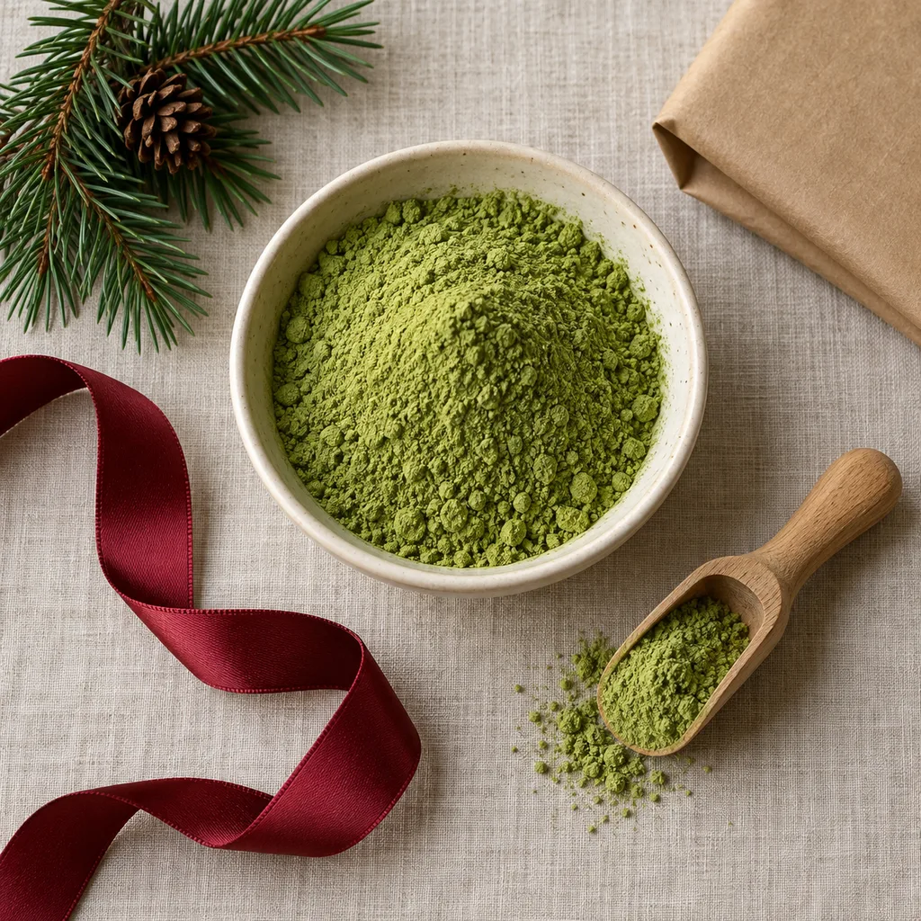 Representative photo-style image of premium matcha latte powder — generated, not a specific product