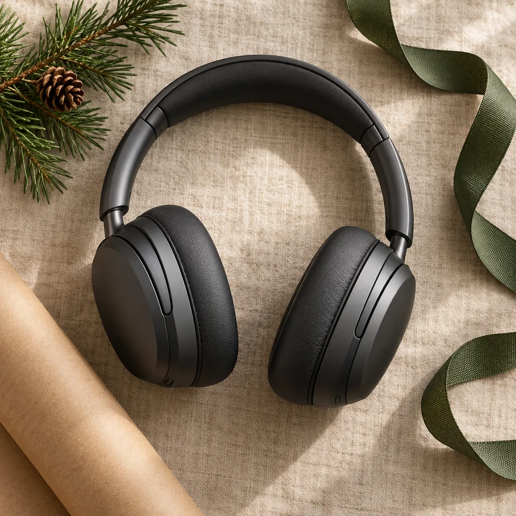 Representative photo-style image of premium over-ear noise-cancelling headphones — generated, not a specific product