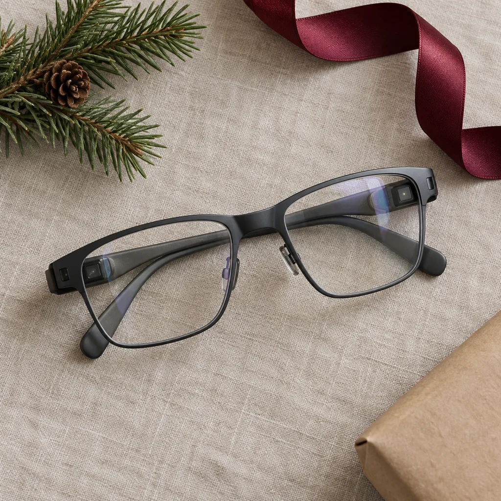 Representative photo-style image of productivity-focused smart display glasses — generated, not a specific product
