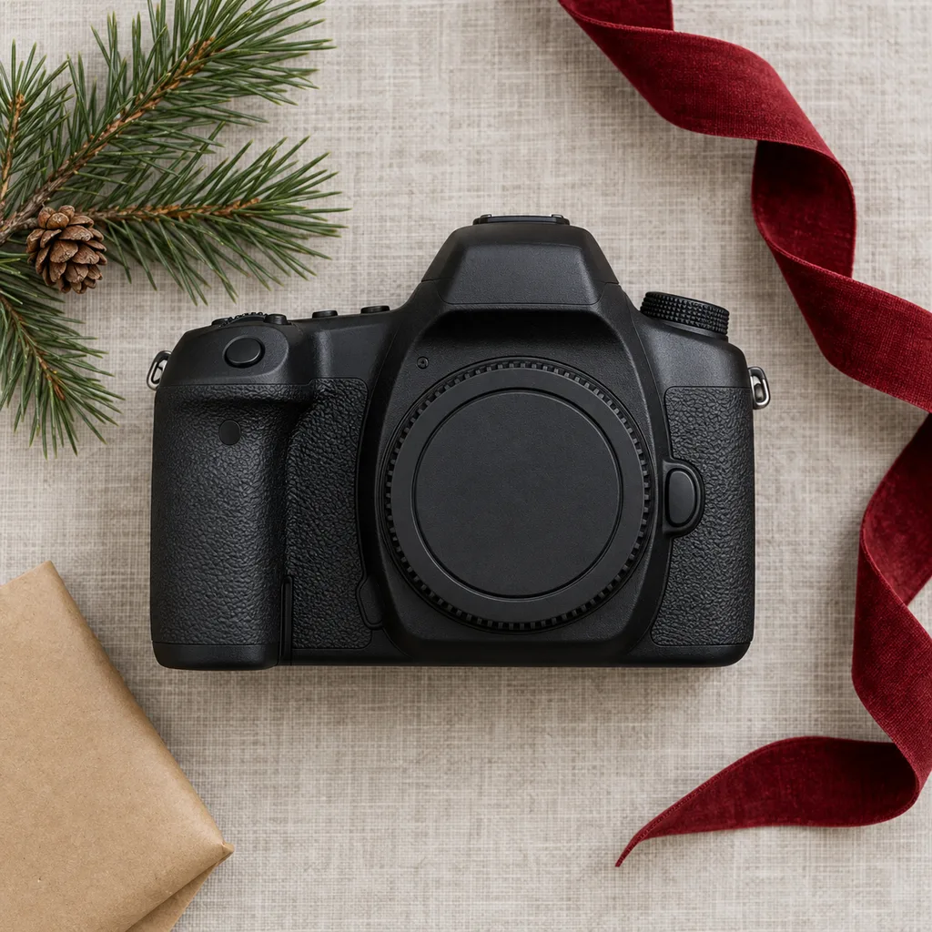 Representative photo-style image of professional dslr camera body — generated, not a specific product