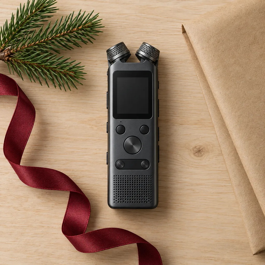 Representative photo-style image of professional quality audio recorder — generated, not a specific product
