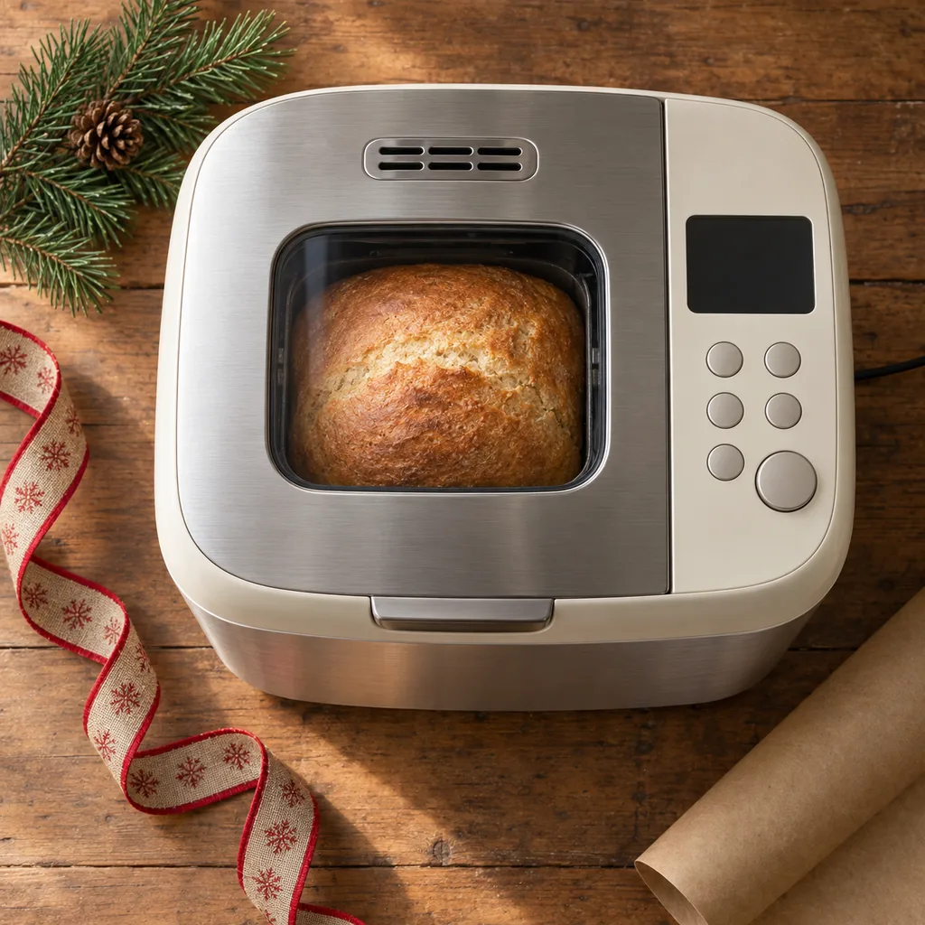 Representative photo-style image of programmable custom bread machine — generated, not a specific product
