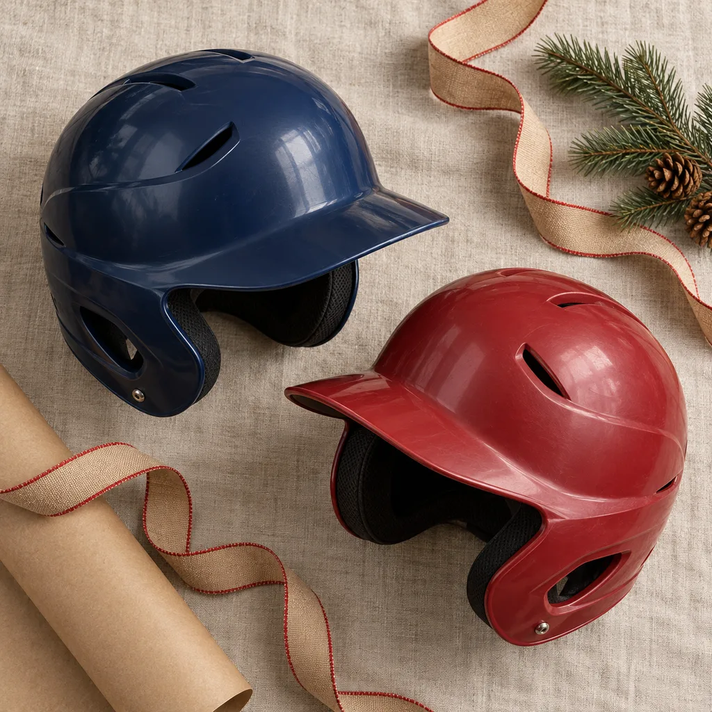 Representative photo-style image of batting helmets — generated, not a specific product