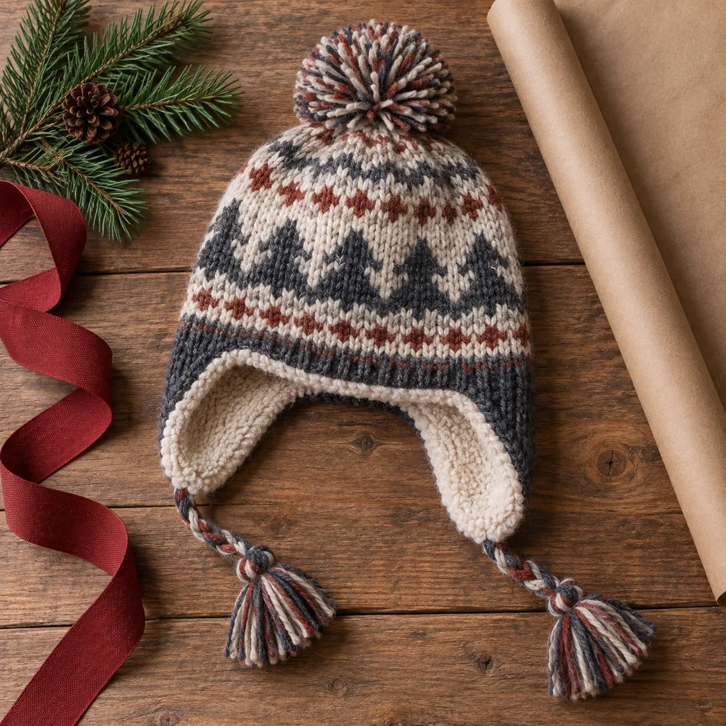 Representative photo-style image of protective earflap beanie — generated, not a specific product