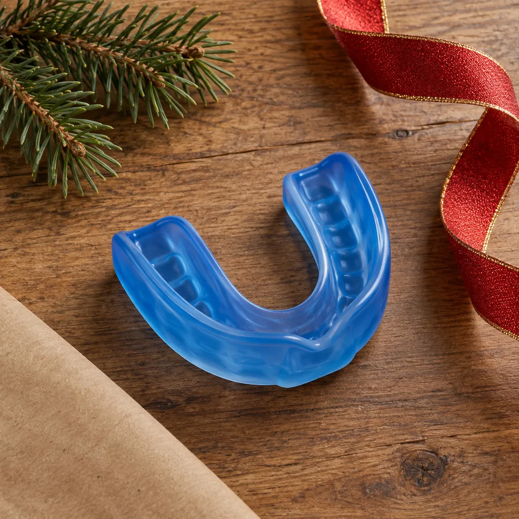 Representative photo-style image of protective mouthguard — generated, not a specific product