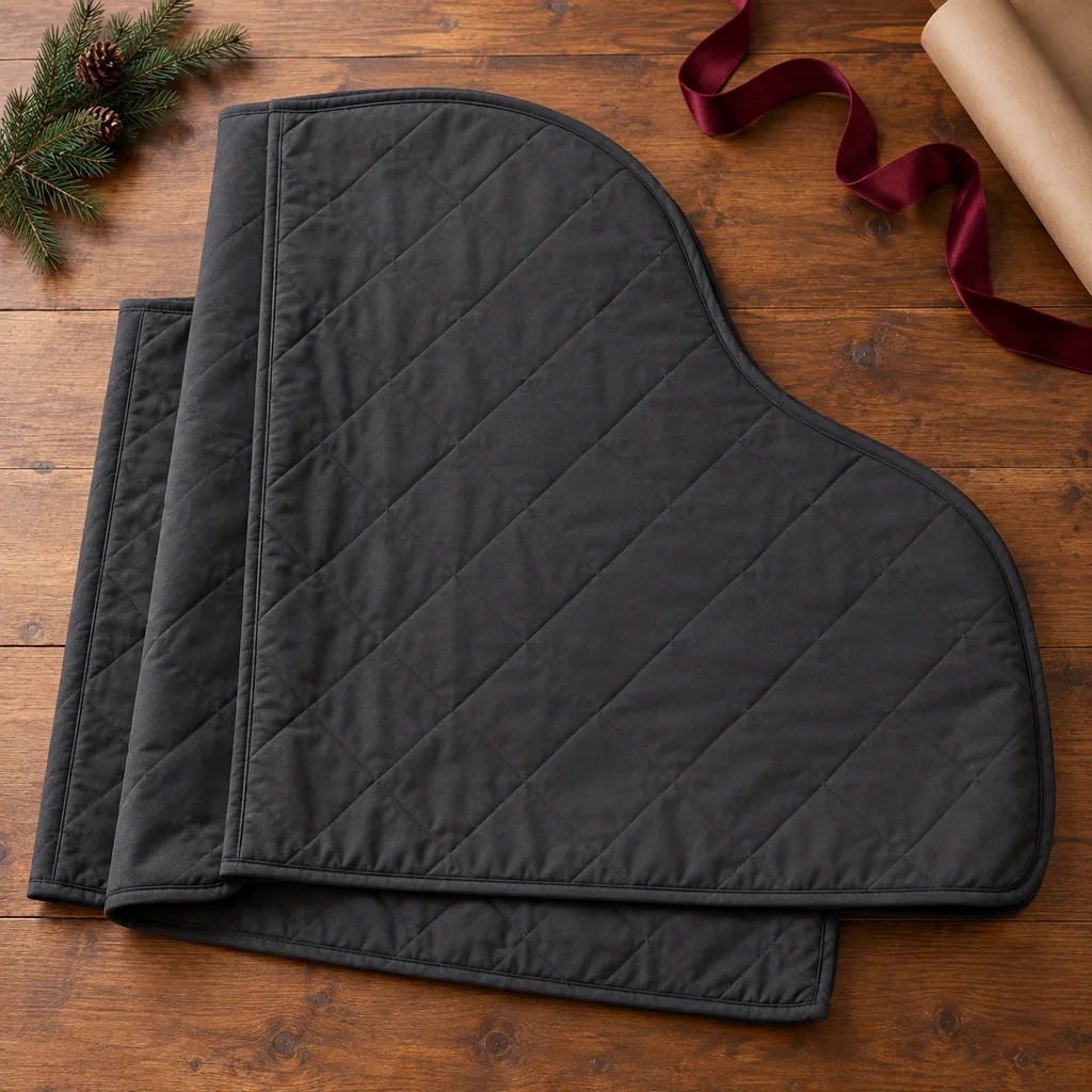Representative photo-style image of protective piano dust cover — generated, not a specific product