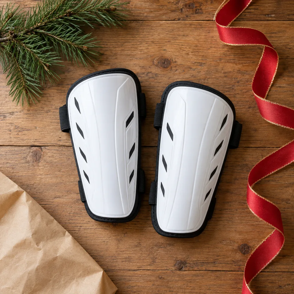 Representative photo-style image of soccer shin guards — generated, not a specific product
