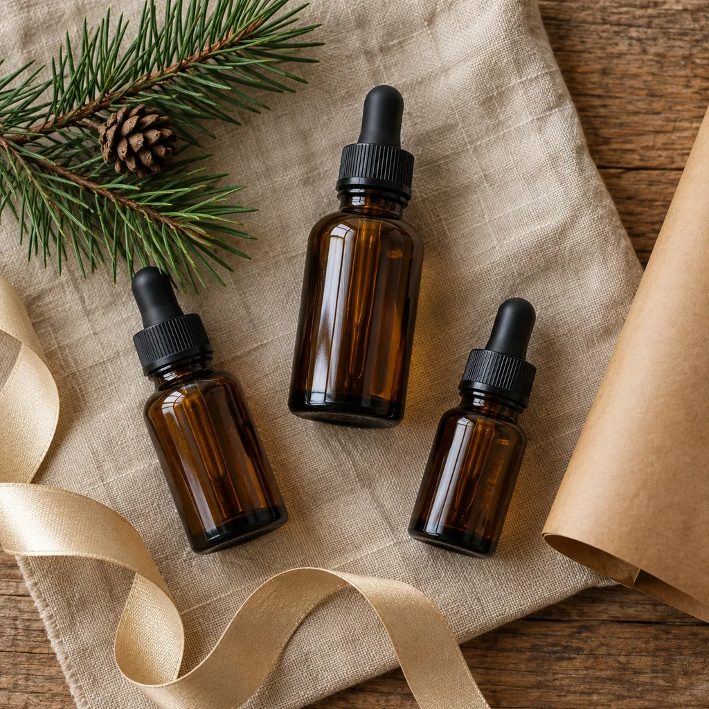 Representative photo-style image of pure essential oils — generated, not a specific product