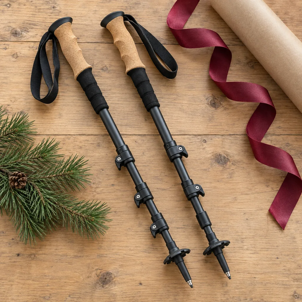 Representative photo-style image of quick-adjust lever lock trekking poles — generated, not a specific product