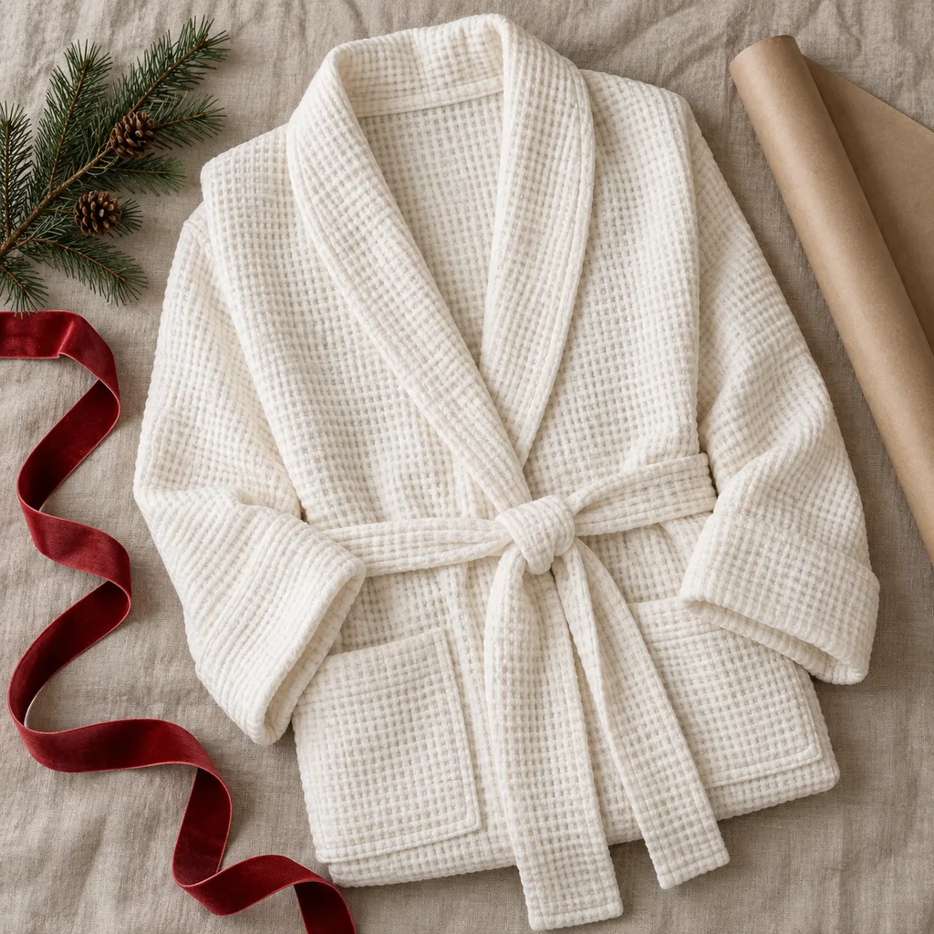 Representative photo-style image of quick-dry waffle weave spa robe — generated, not a specific product