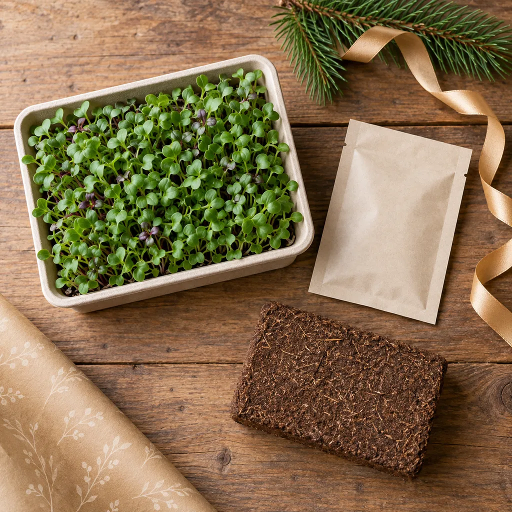 Representative photo-style image of quick-grow microgreens kit — generated, not a specific product