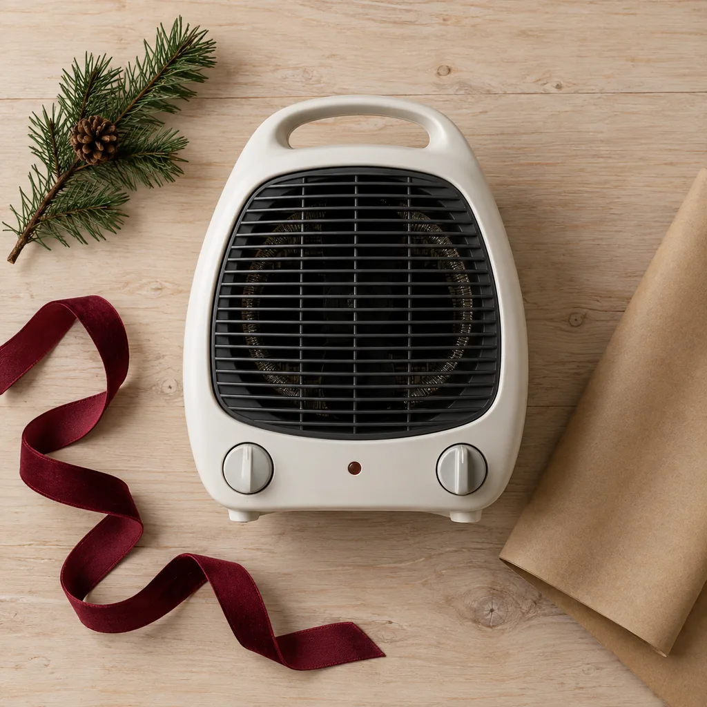 Representative photo-style image of quick-heat portable fan heater — generated, not a specific product
