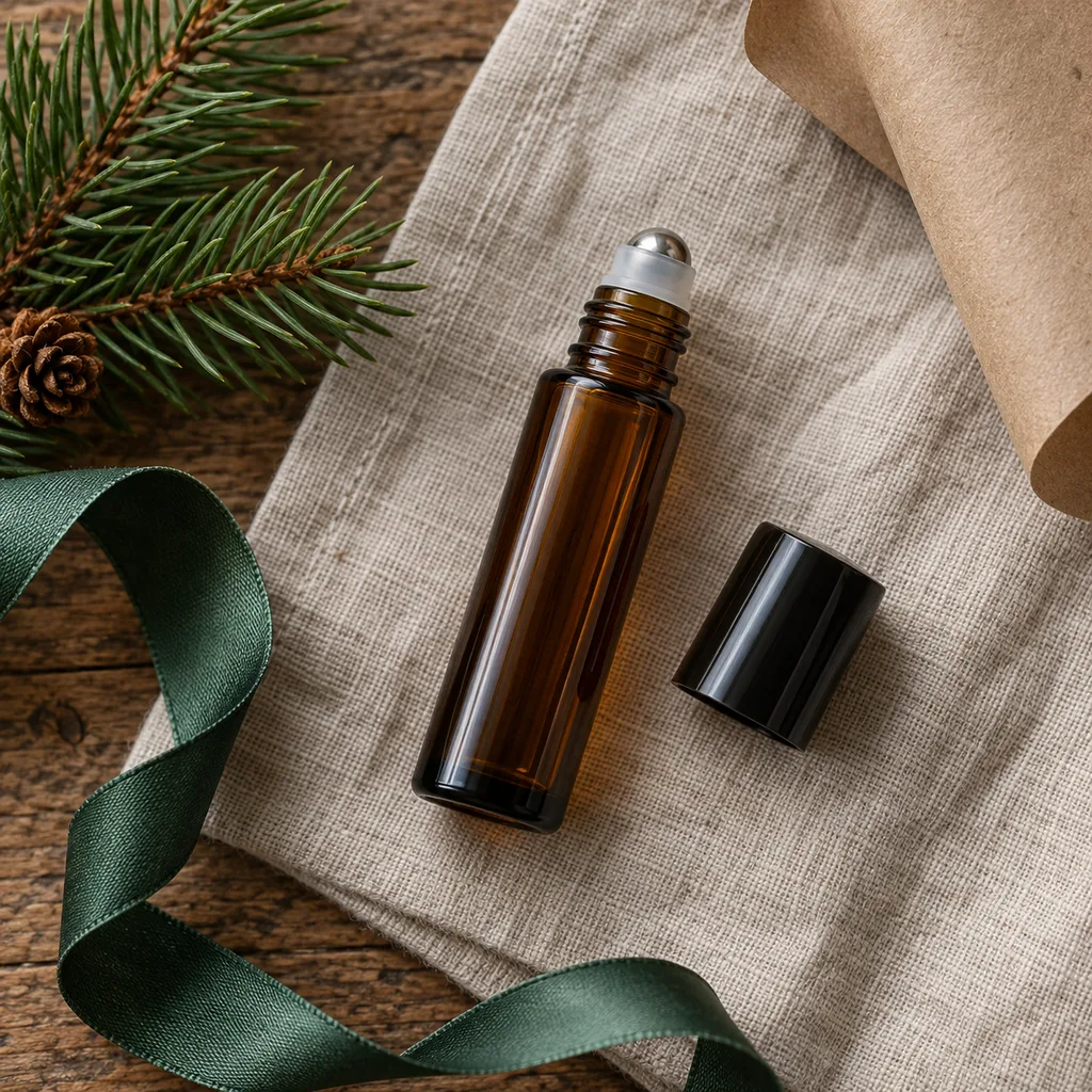 Representative photo-style image of ready-to-use essential oil roll-on — generated, not a specific product
