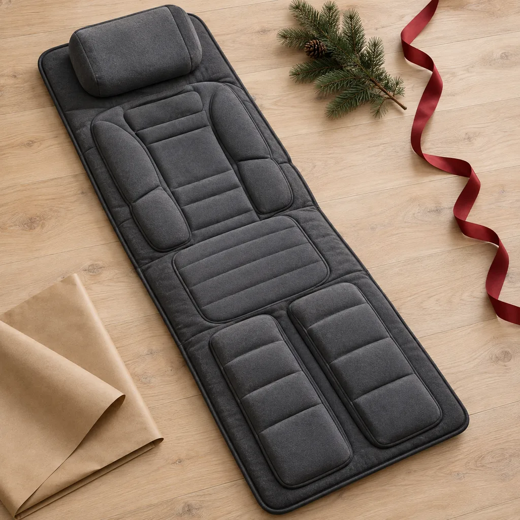 Representative photo-style image of reclining full body massage mat — generated, not a specific product