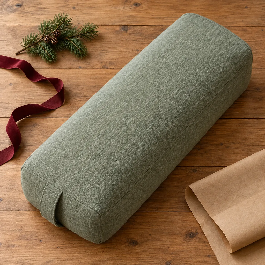 Representative photo-style image of rectangular yoga bolster — generated, not a specific product