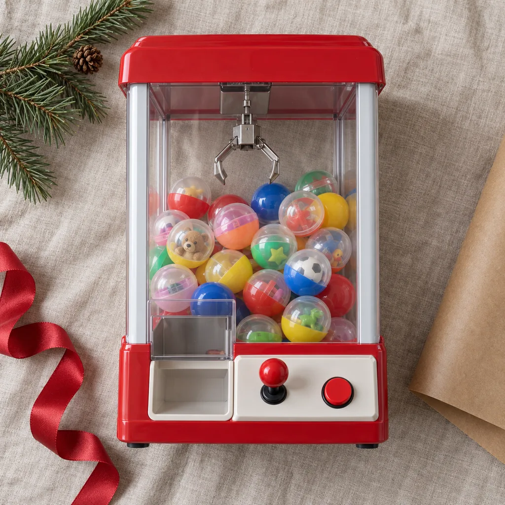 Representative photo-style image of refillable capsule toy grabber — generated, not a specific product