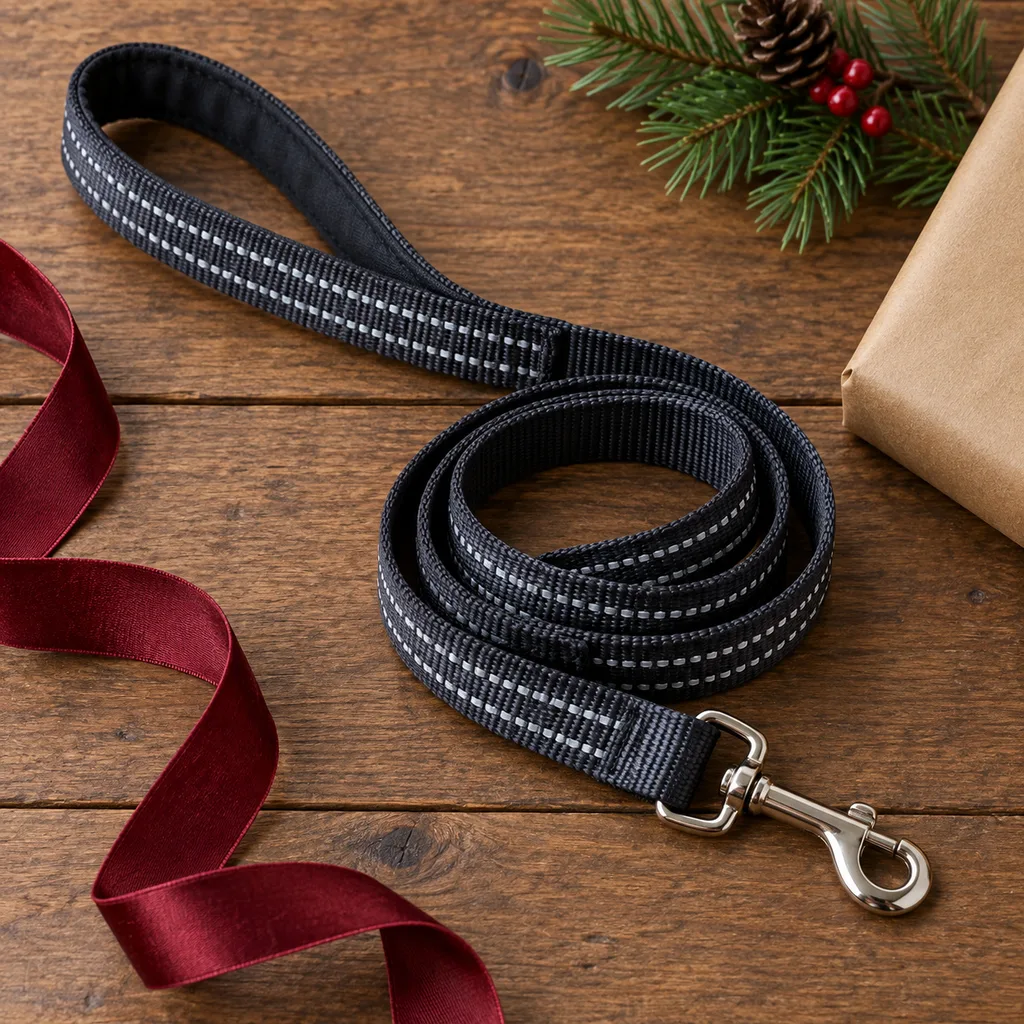 Representative photo-style image of reflective safety leash — generated, not a specific product