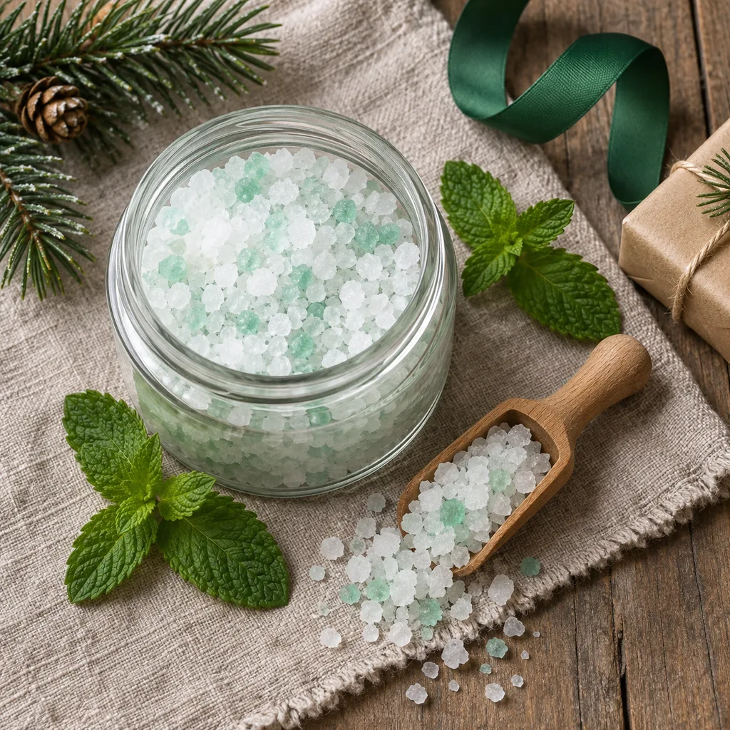 Representative photo-style image of refreshing cooling menthol foot soak — generated, not a specific product