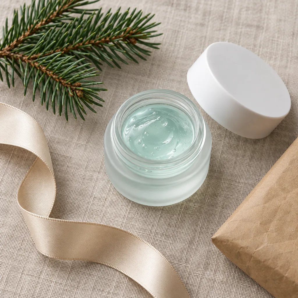 Representative photo-style image of refreshing de-puffing eye gel — generated, not a specific product