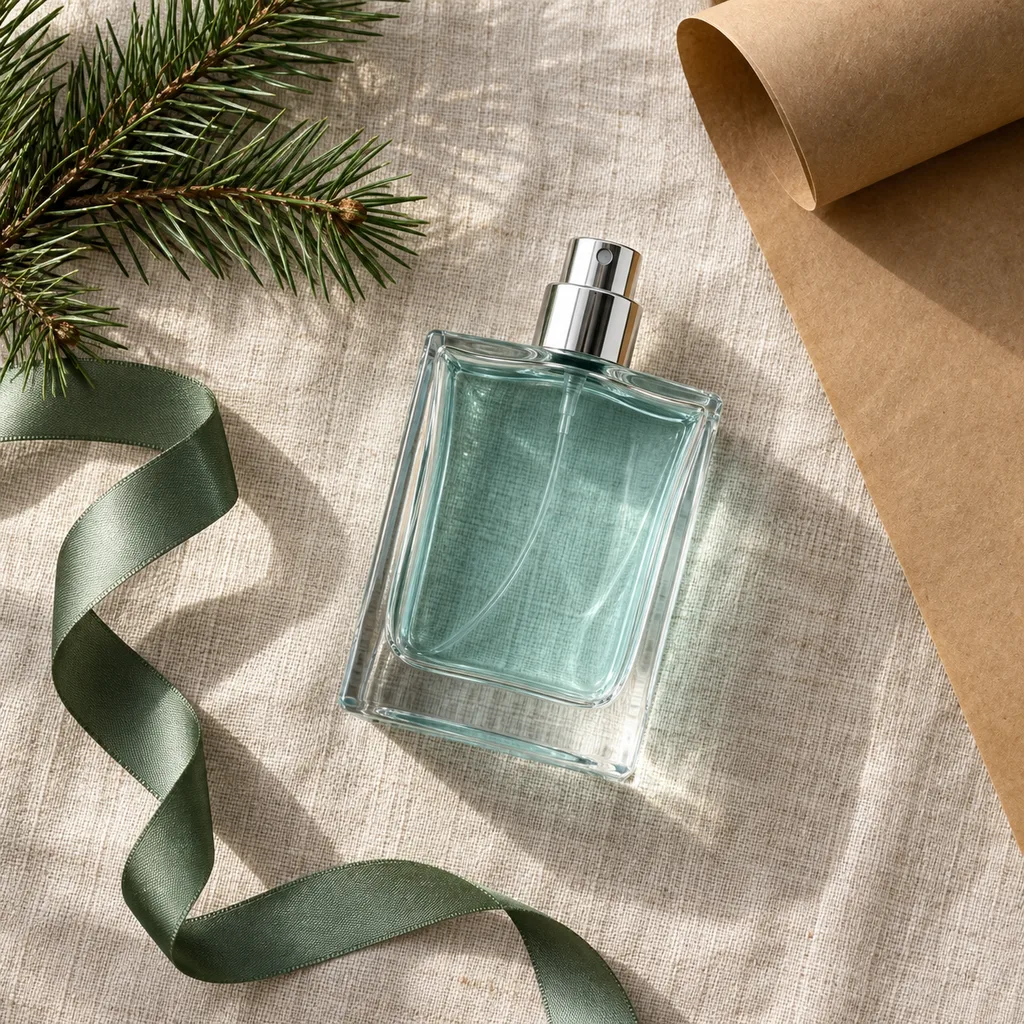 Representative photo-style image of refreshing men's cologne spray — generated, not a specific product