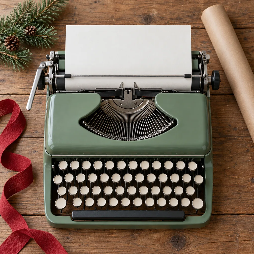 Representative photo-style image of refurbished vintage typewriter — generated, not a specific product