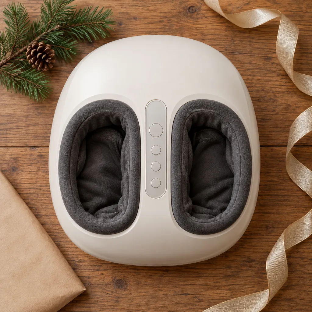 Representative photo-style image of relaxing heated foot massager machine — generated, not a specific product