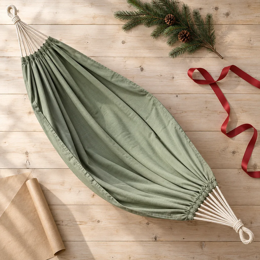 Representative photo-style image of relaxing outdoor hammock — generated, not a specific product