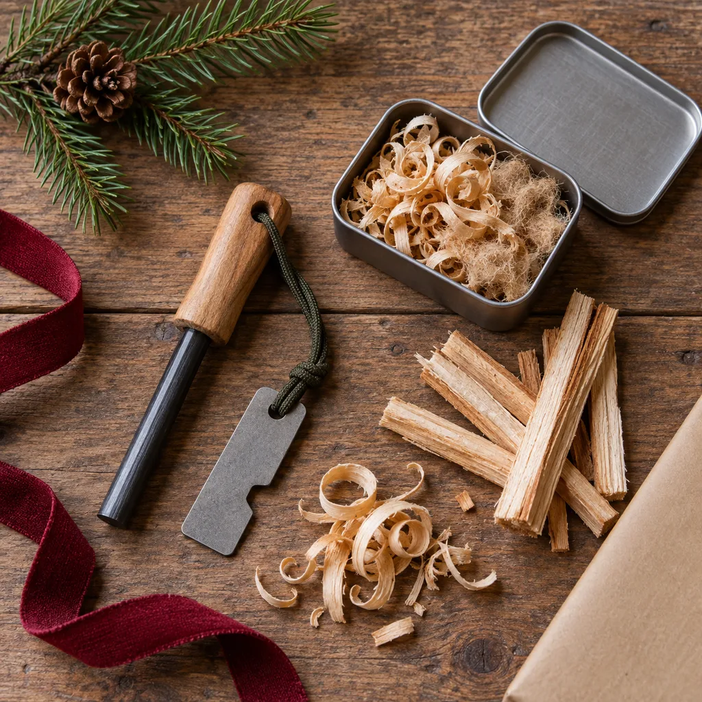 Representative photo-style image of reliable outdoor fire starter kit — generated, not a specific product