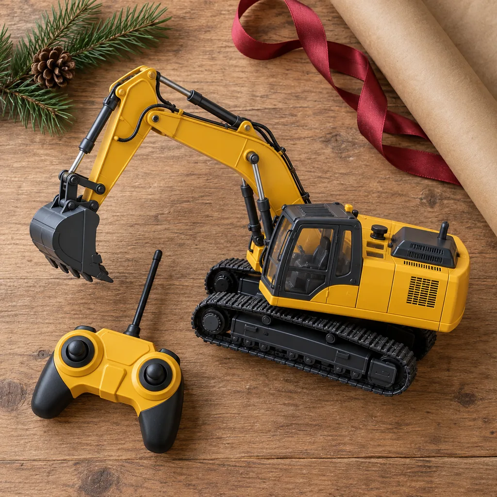 Representative photo-style image of remote control construction excavator — generated, not a specific product