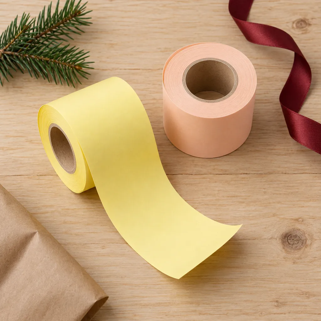 Representative photo-style image of repositionable sticky note rolls — generated, not a specific product