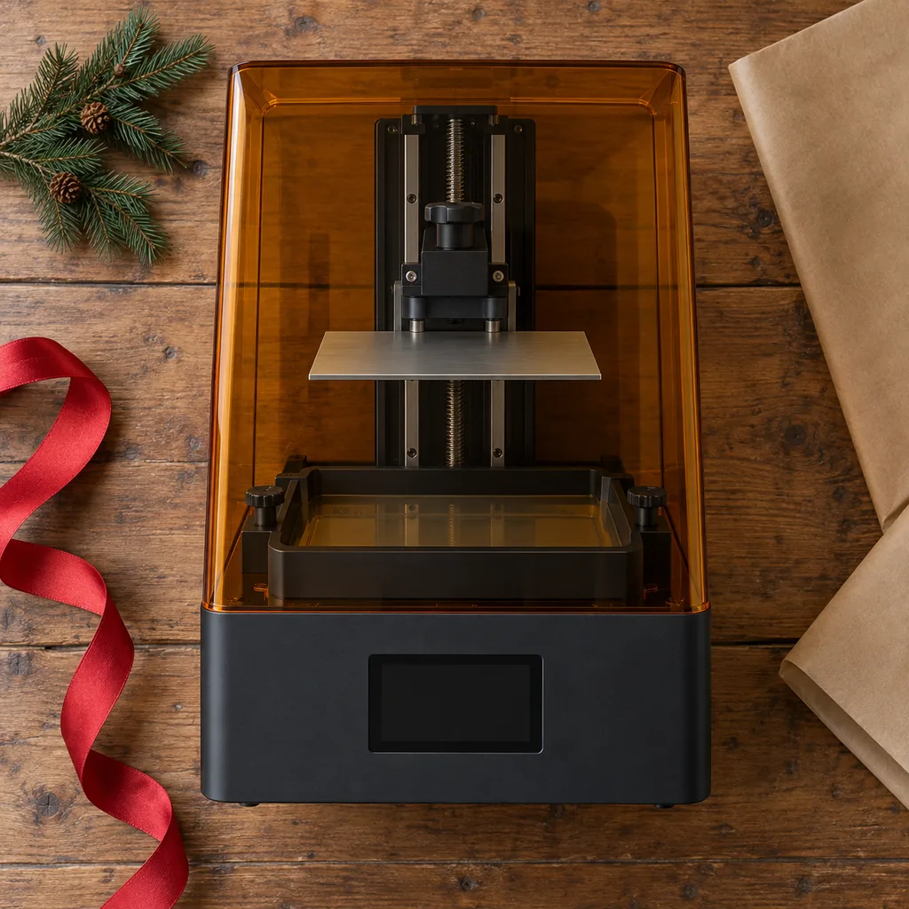 Representative photo-style image of resin stereolithography 3d printer — generated, not a specific product