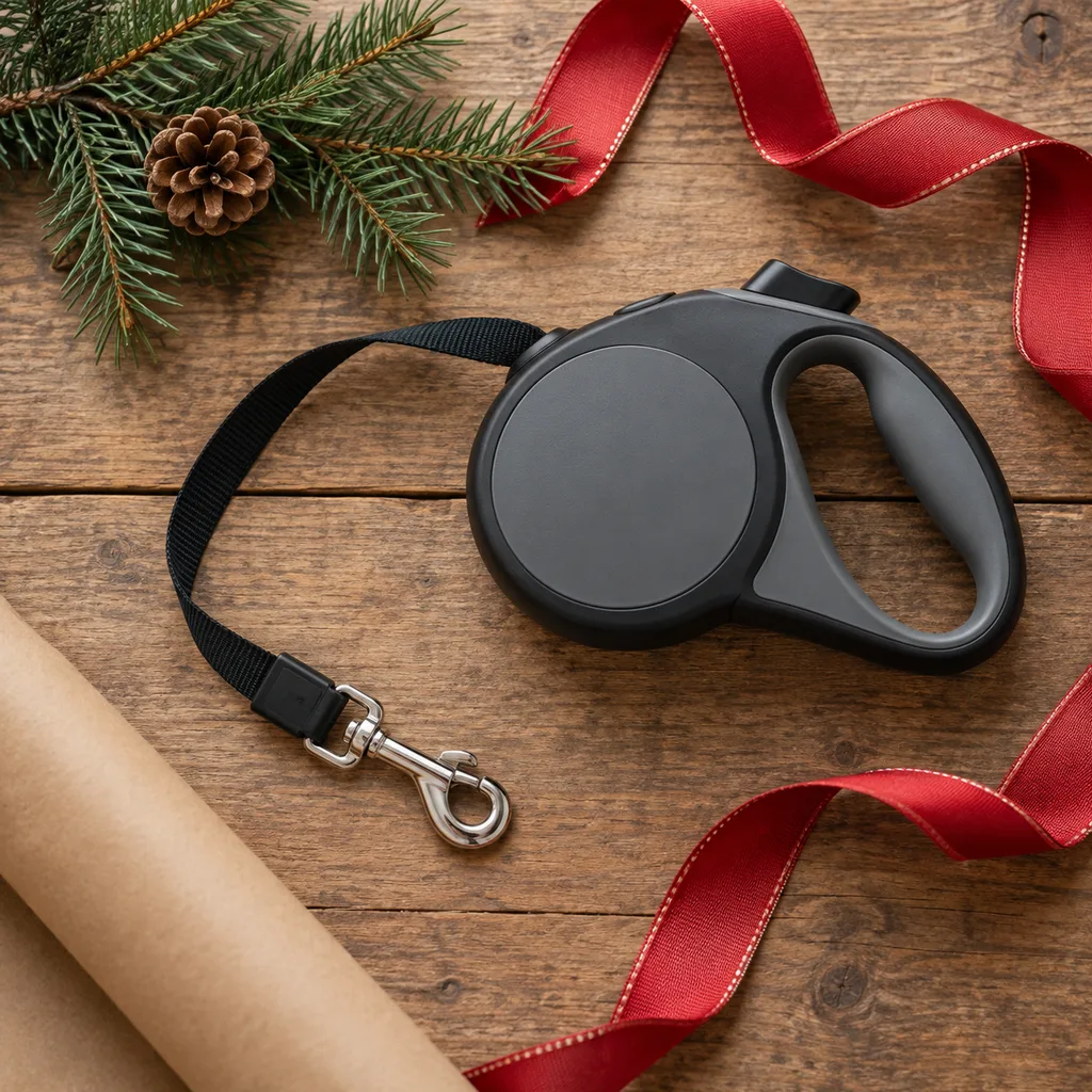 Representative photo-style image of retractable dog leash — generated, not a specific product