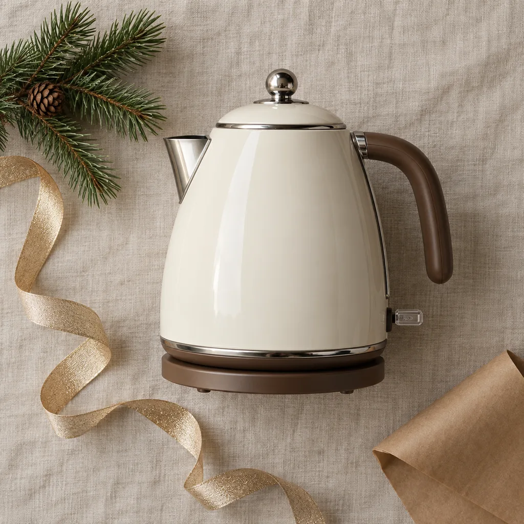 Representative photo-style image of retro design electric kettle — generated, not a specific product