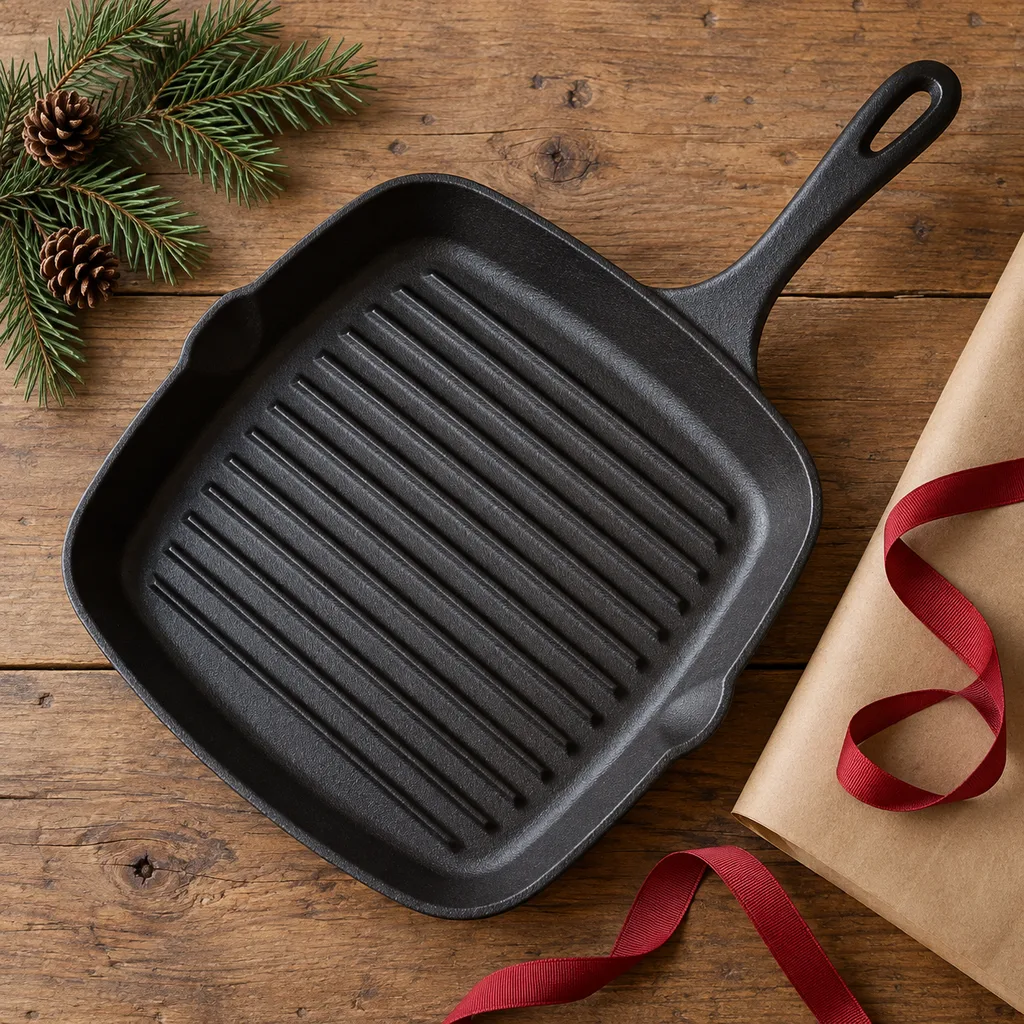 Representative photo-style image of ribbed indoor grill pan — generated, not a specific product