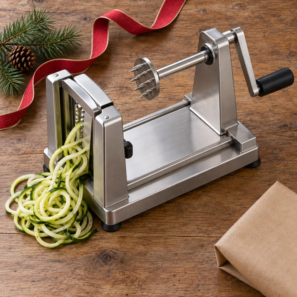 Representative photo-style image of robust heavy-duty vegetable spiralizer — generated, not a specific product