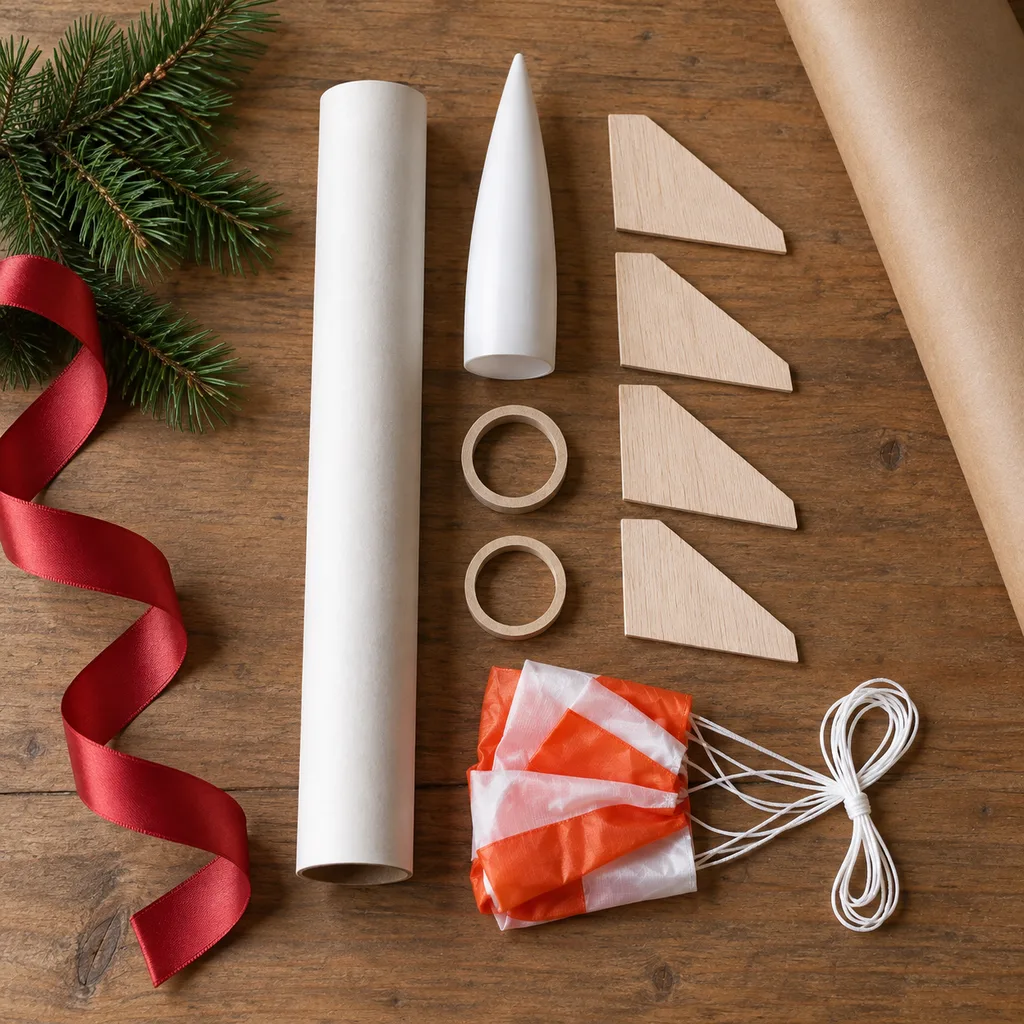 Representative photo-style image of rocket building kit — generated, not a specific product