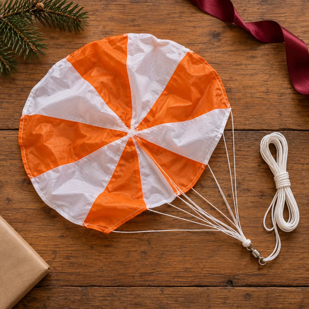 Representative photo-style image of rocket recovery parachute set — generated, not a specific product