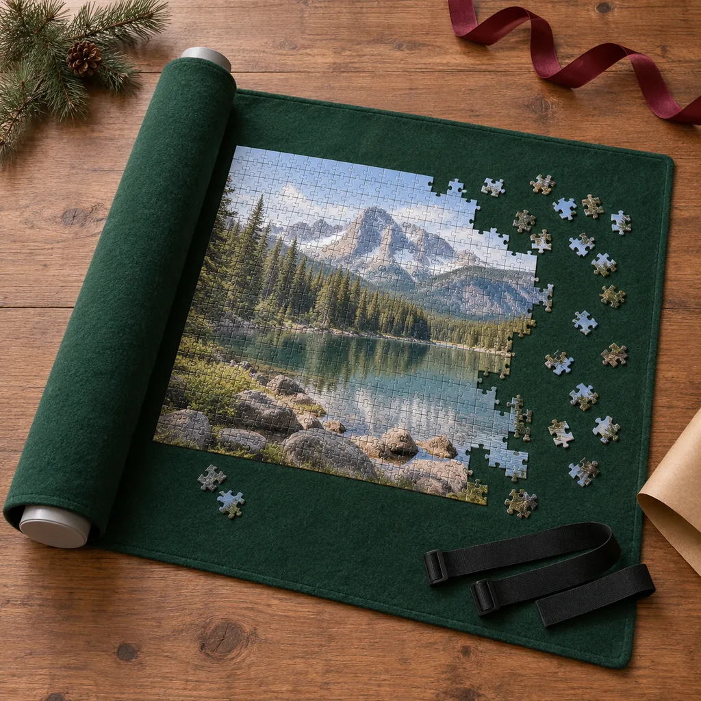 Representative photo-style image of puzzle mat roll up — generated, not a specific product