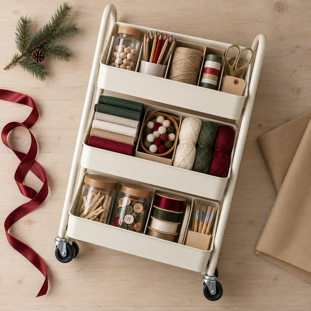 Representative photo-style image of rolling craft storage cart — generated, not a specific product