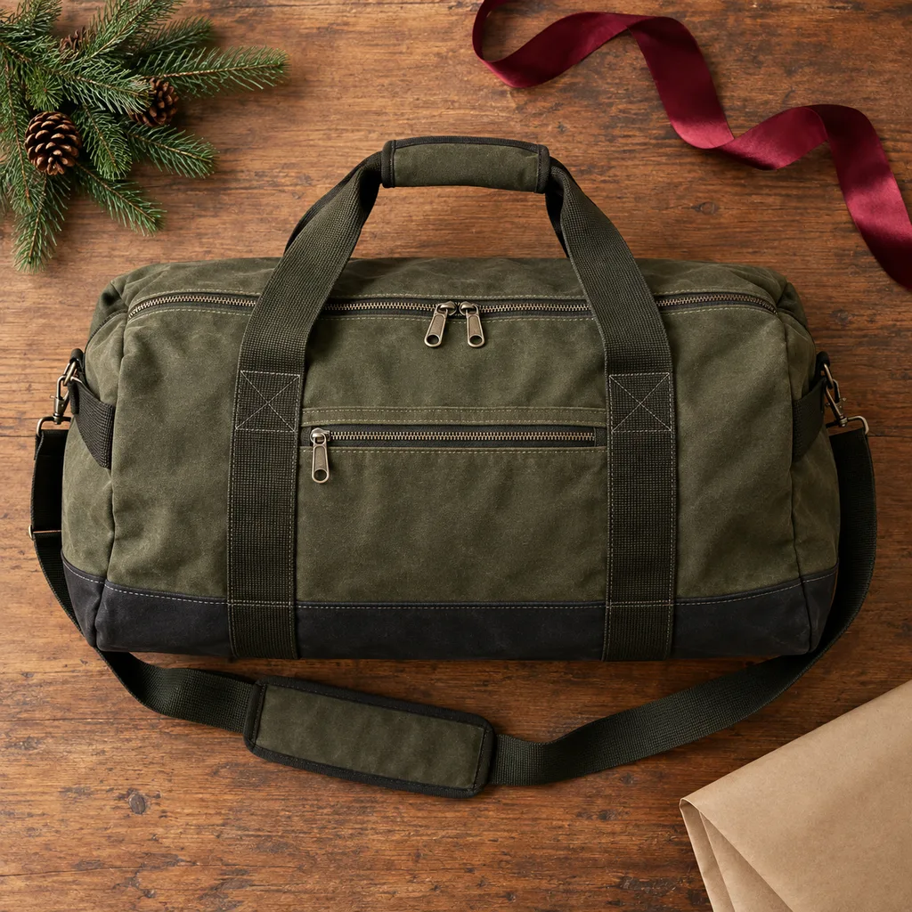 Representative photo-style image of rugged heavy-duty work duffel — generated, not a specific product