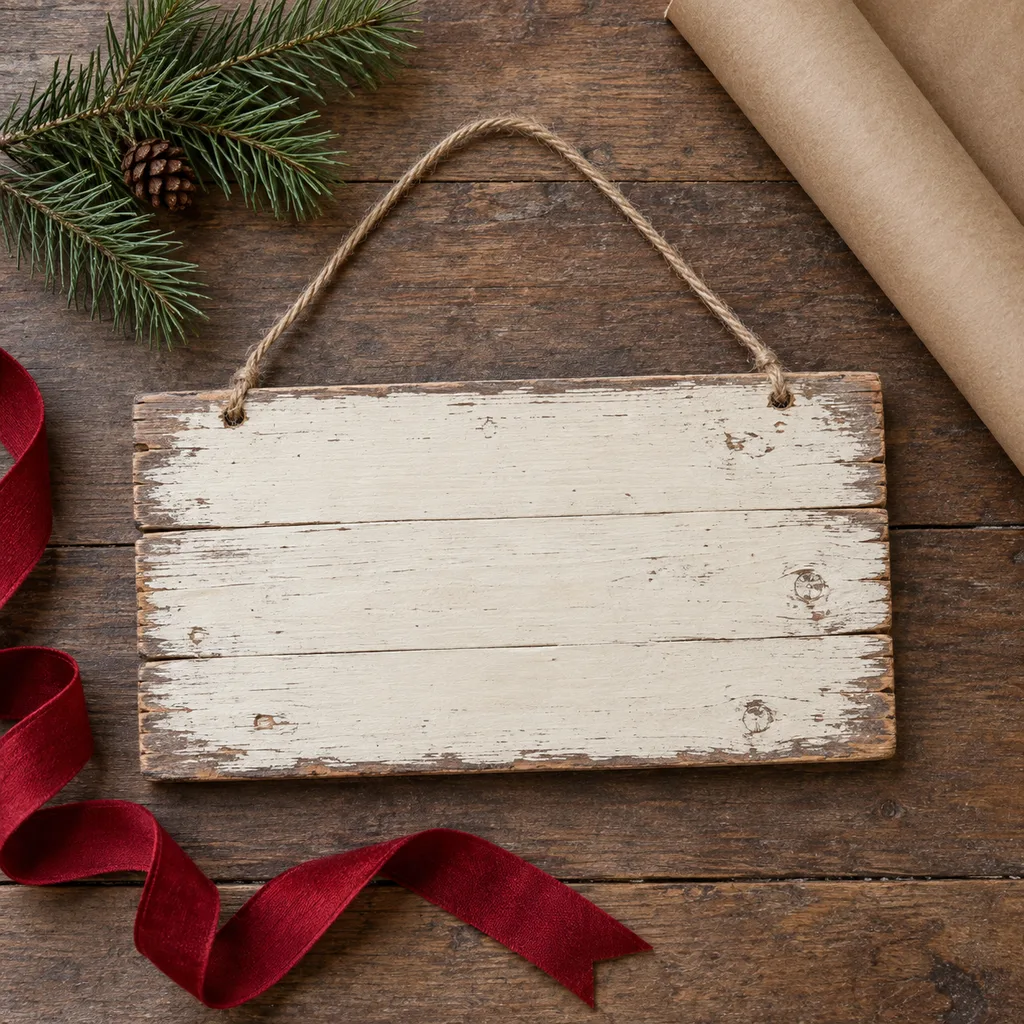 Representative photo-style image of rustic welcome porch sign — generated, not a specific product