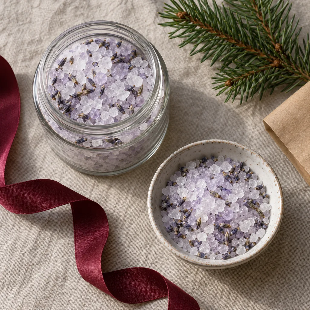 Representative photo-style image of scented aromatherapy foot crystals — generated, not a specific product