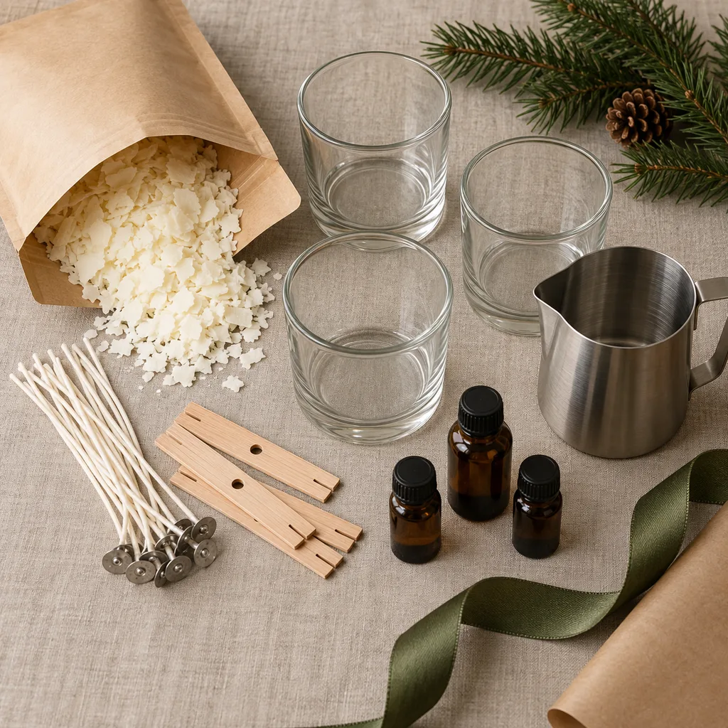 Representative photo-style image of scented candle crafting kit — generated, not a specific product