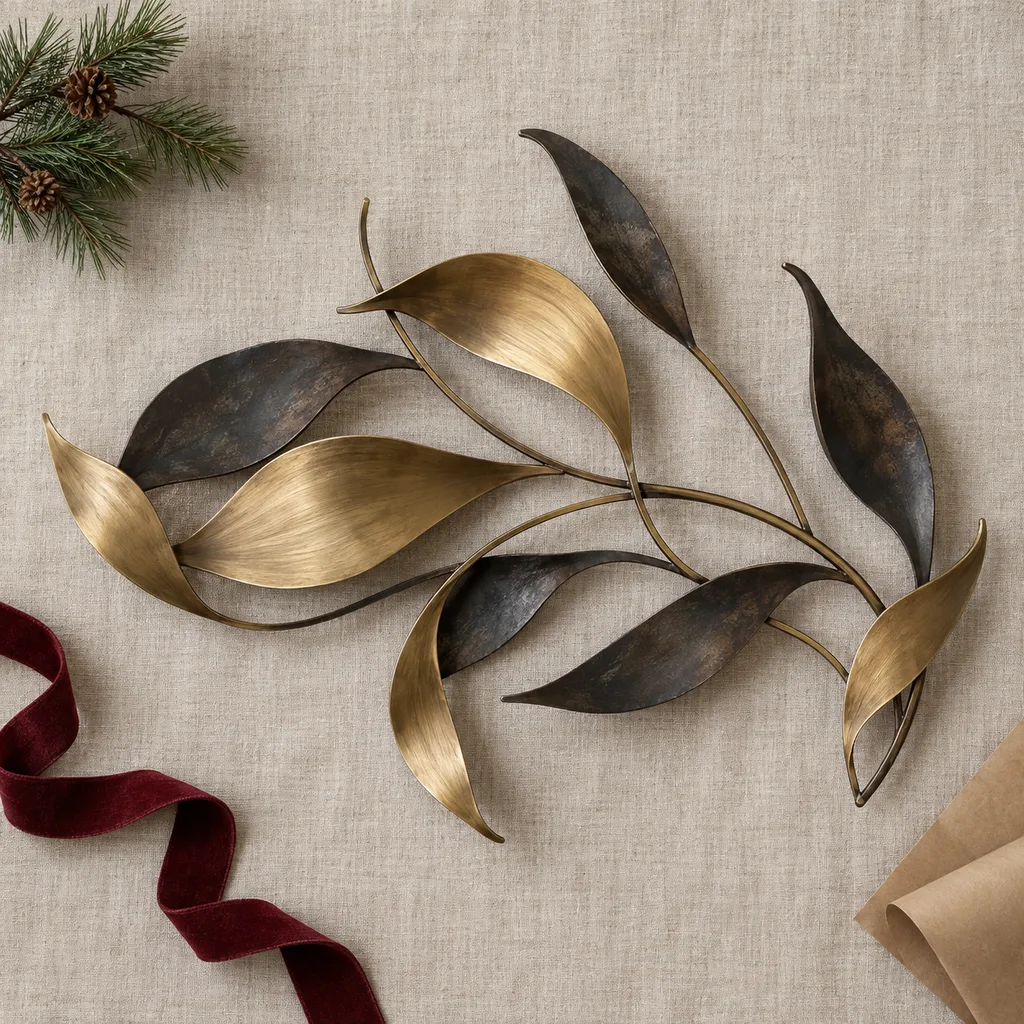 Representative photo-style image of sculptural metal wall decor — generated, not a specific product