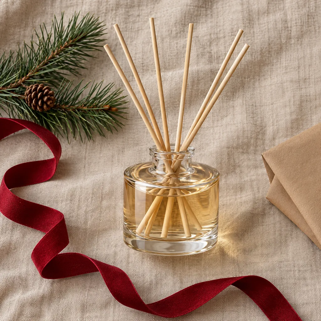 Representative photo-style image of seasonal scent reed diffuser — generated, not a specific product