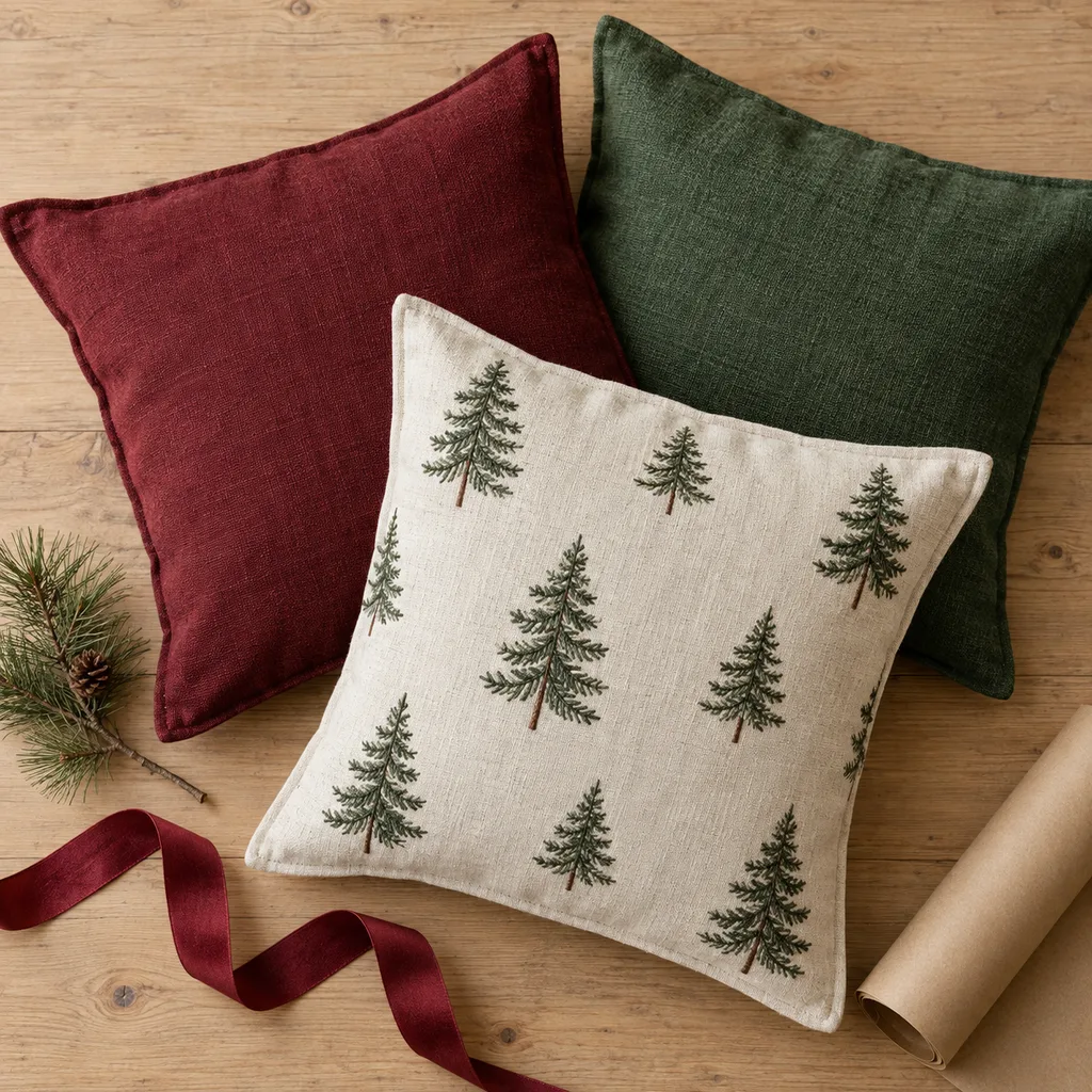 Representative photo-style image of seasonal throw pillow covers — generated, not a specific product