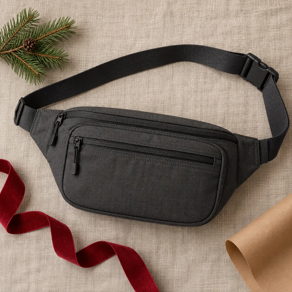 Representative photo-style image of secure travel belt bag — generated, not a specific product