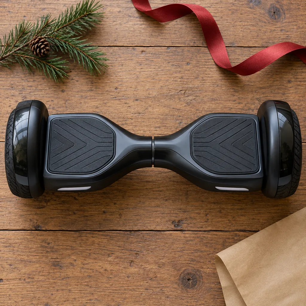 Representative photo-style image of self balancing electric hoverboard — generated, not a specific product